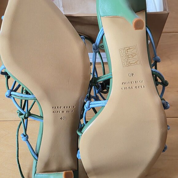 Gia Borghini Gia 11 Knotted Sandals Blue and Green Sz 40 - Picture 11 of 12